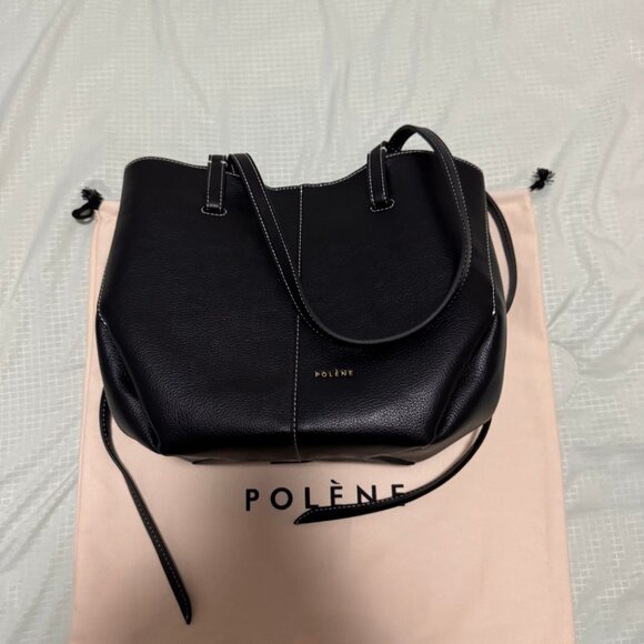 polene Cyme Mini Edition Textured Black with Ecru Stitching - Picture 1 of 10